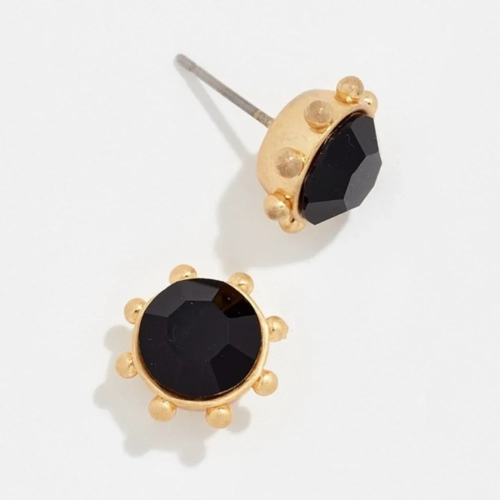 🖤 NEW Kate Spade Jet Flying Colors Bezel Stud Earrings